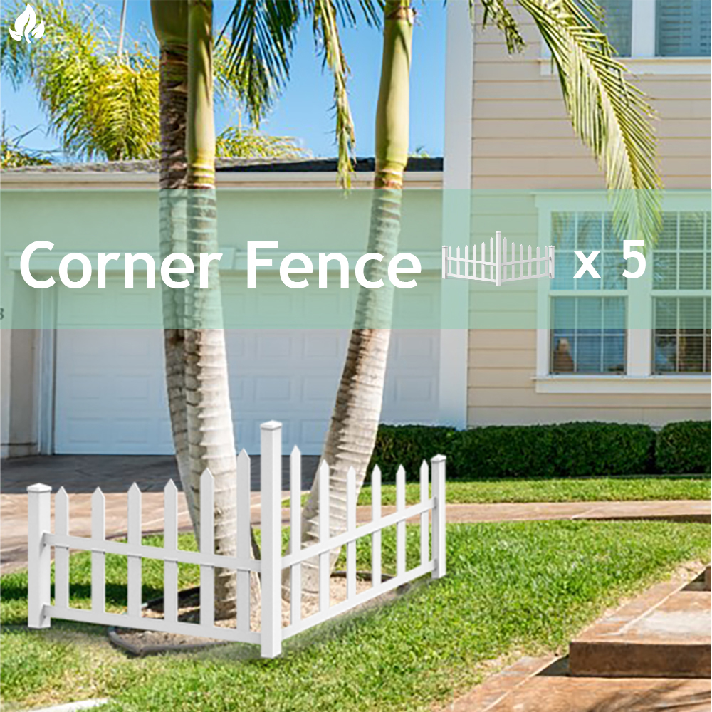 PVC Corner Picket Fence easy install for garden yard eBay